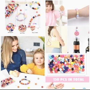 🍎 Nwt 150Pcs Silicone Lentil Beads 12mm Colorful Spacer Bulk Jewelry Making